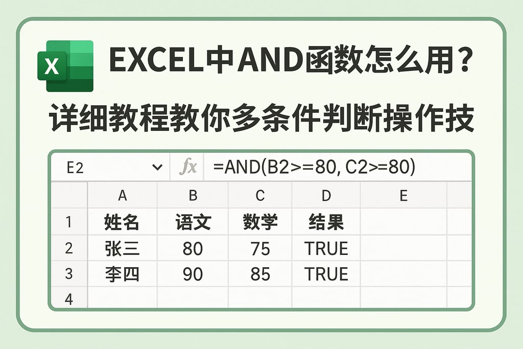 excel中and函数怎么用？详细教程教你多条件判断操作技巧