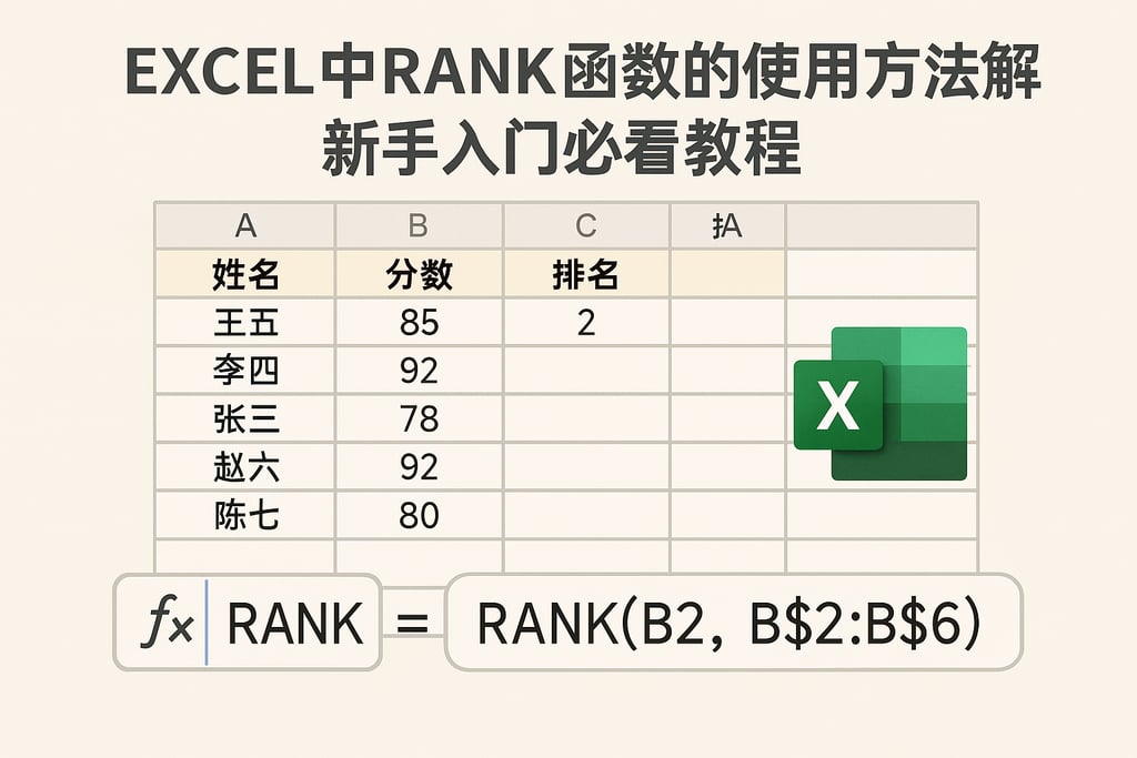 excel中rank函数的使用方法详解，新手入门必看教程