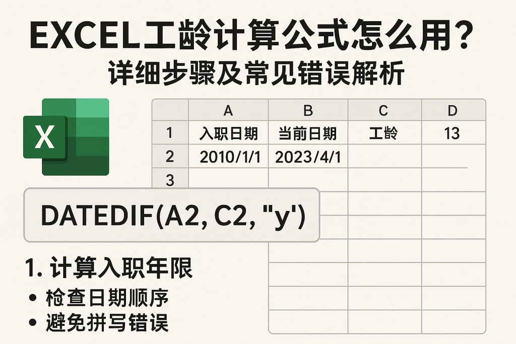 excel工龄计算公式怎么用？详细步骤及常见错误解析
