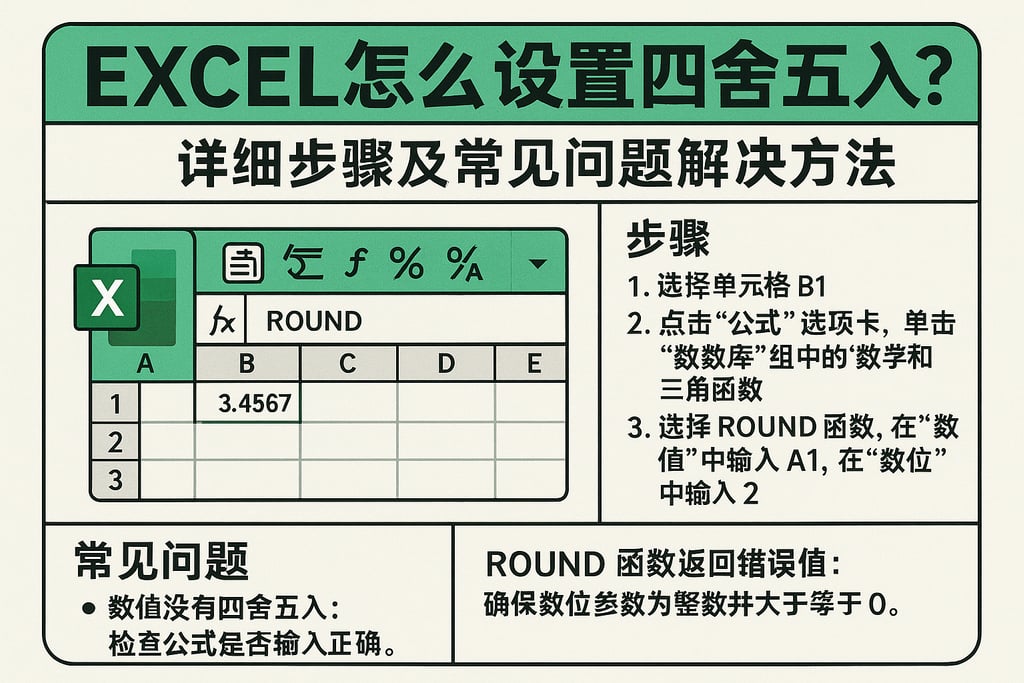 excel怎么设置四舍五入？详细步骤及常见问题解决方法