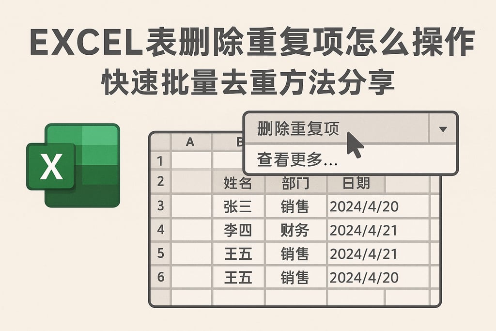 excel表删除重复项怎么操作？快速批量去重方法分享