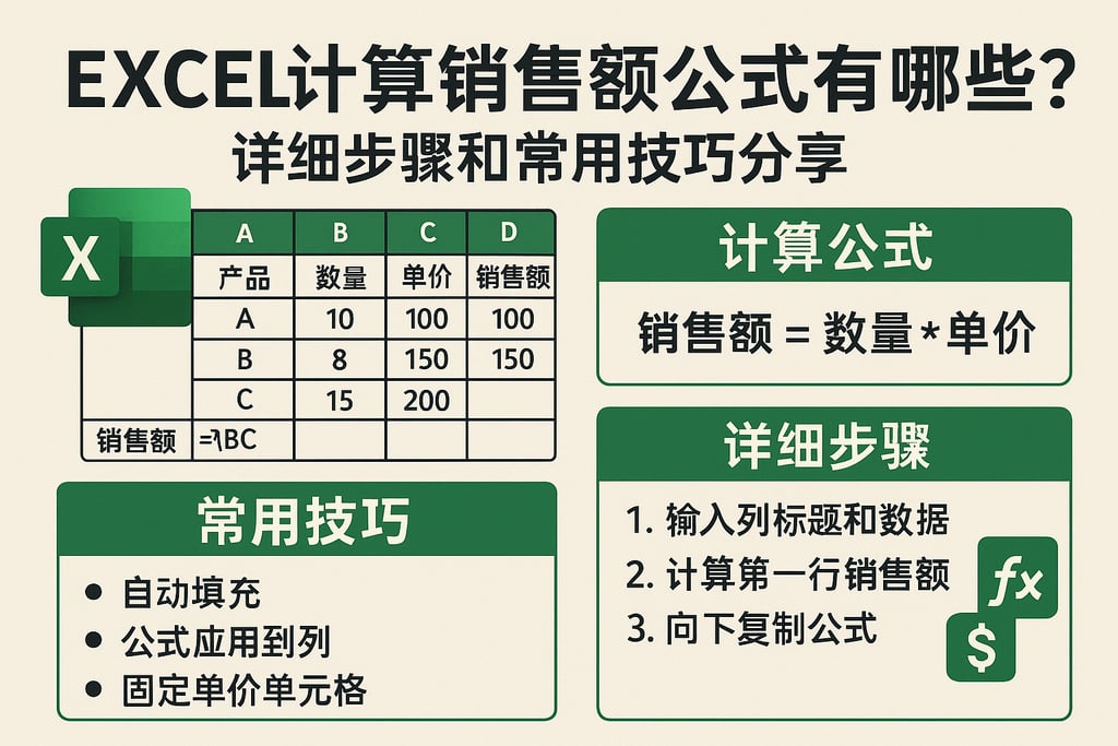excel计算销售额公式有哪些？详细步骤和常用技巧分享
