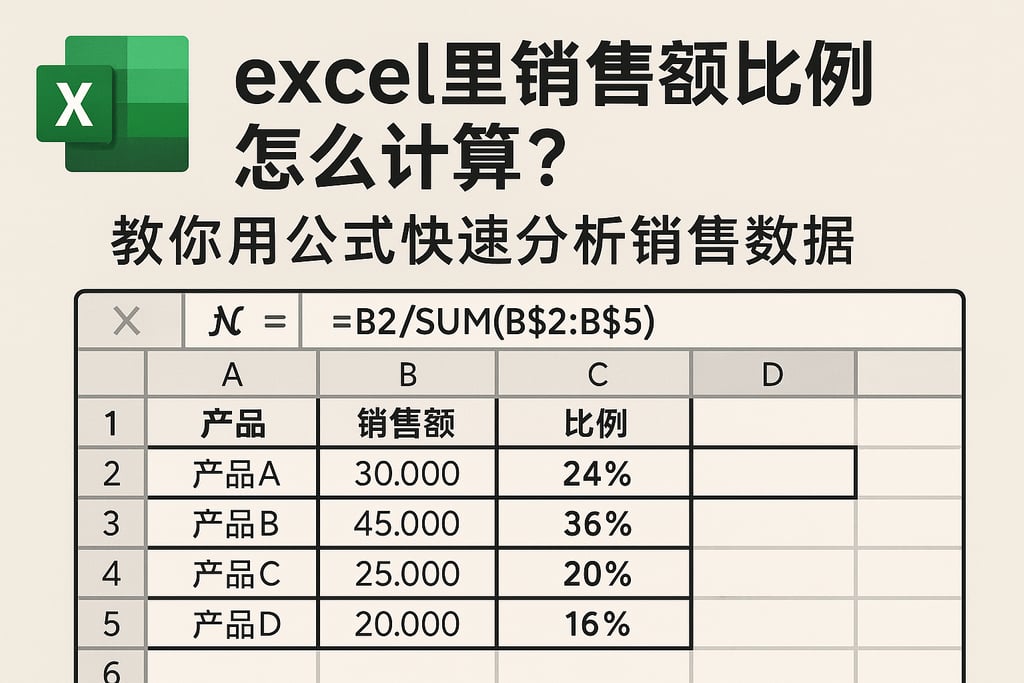 excel里销售额比例怎么计算？教你用公式快速分析销售数据