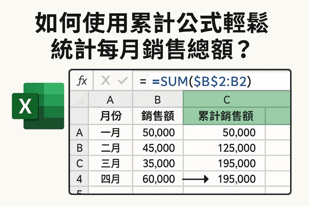如何使用excel销售累计公式轻松统计每月销售总额？