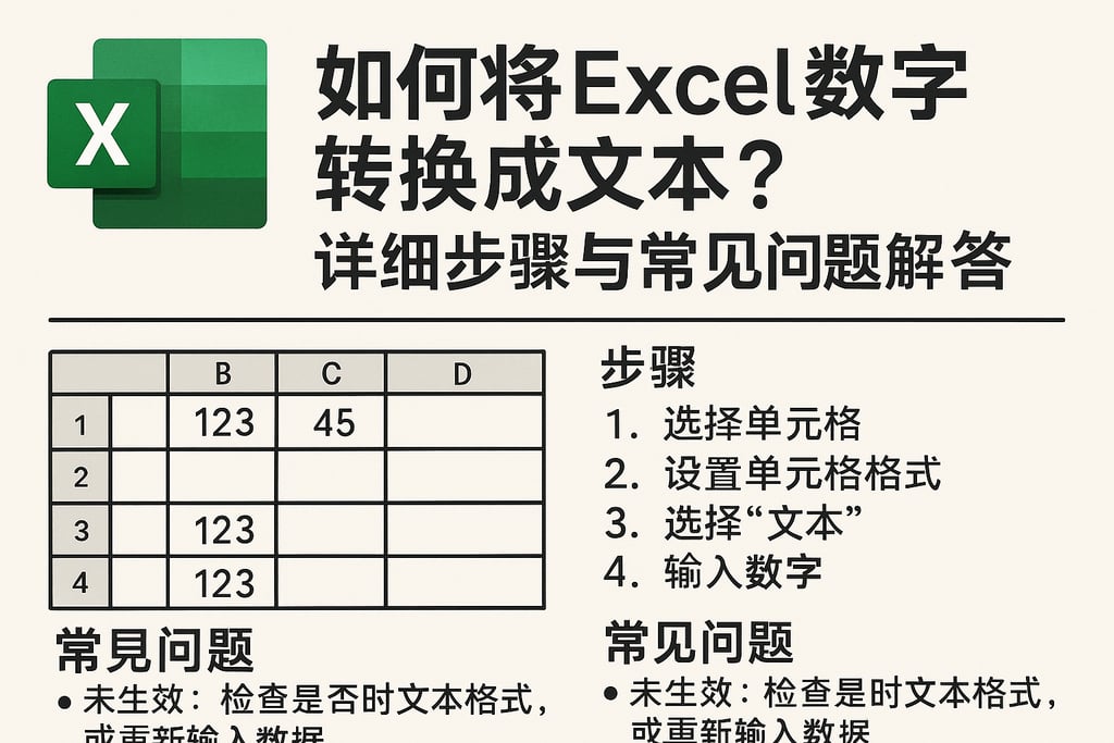 如何将excel数字转换成文本？详细步骤与常见问题解答