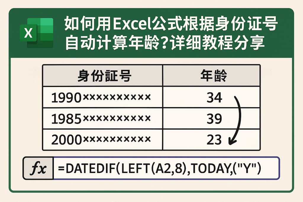 如何用Excel公式根据身份证号自动计算年龄？详细教程分享