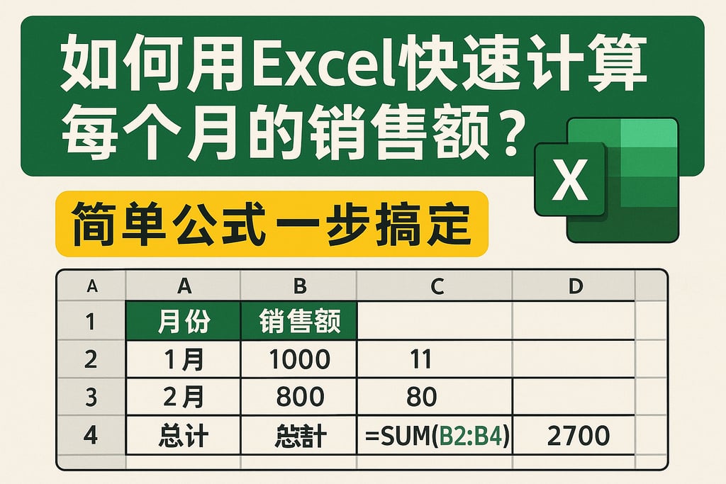 如何用Excel快速计算每个月的销售额？简单公式一步搞定