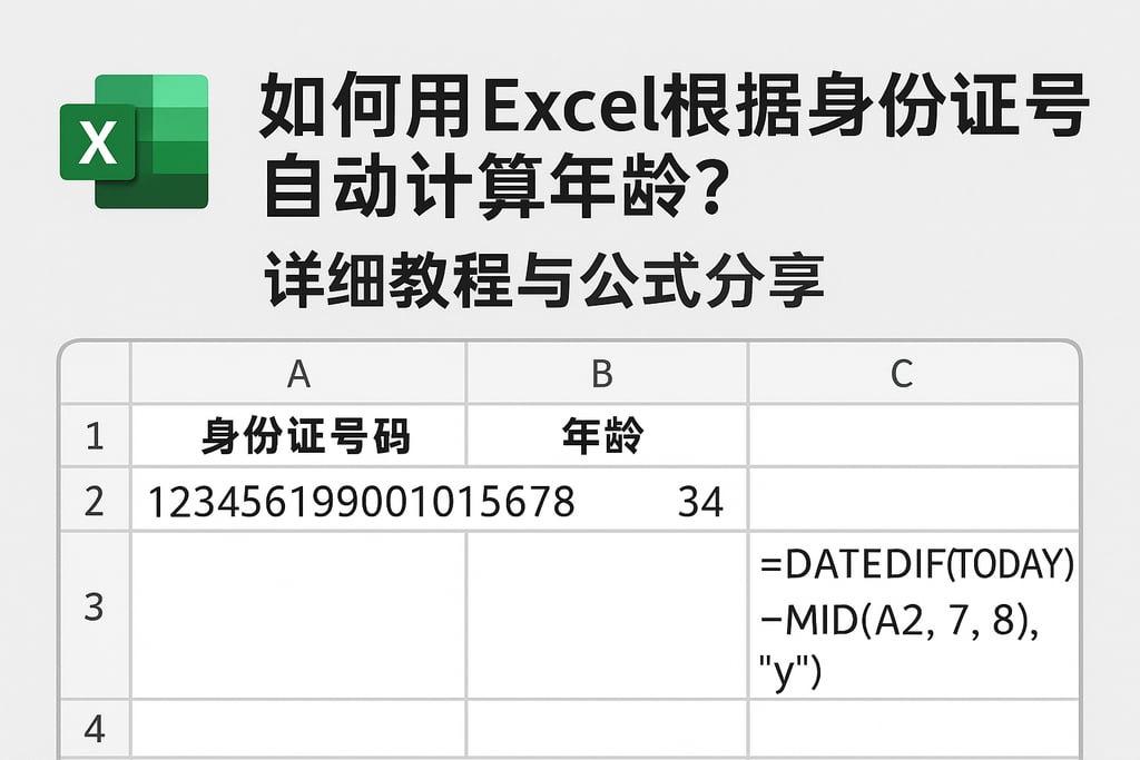 如何用Excel根据身份证号码自动计算年龄？详细教程与公式分享