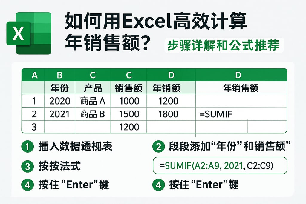 如何用Excel高效计算年销售额？步骤详解和公式推荐