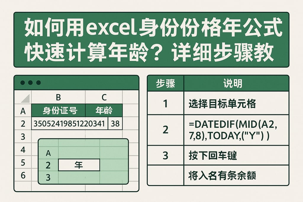 如何用excel身份证年龄公式快速计算年龄？详细步骤教程