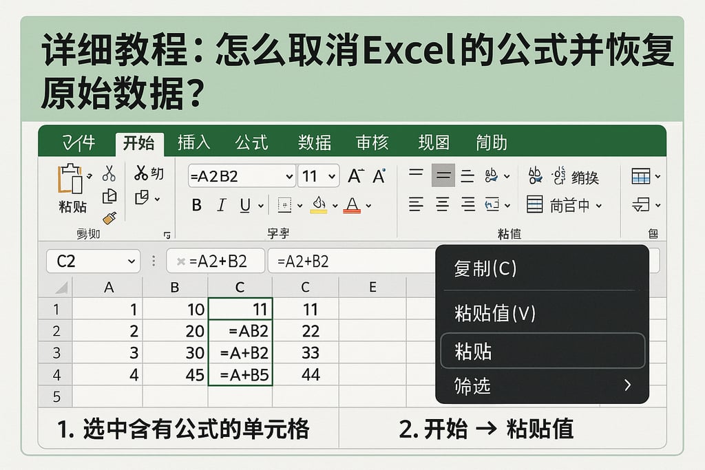详细教程：怎么取消Excel的公式并恢复原始数据？