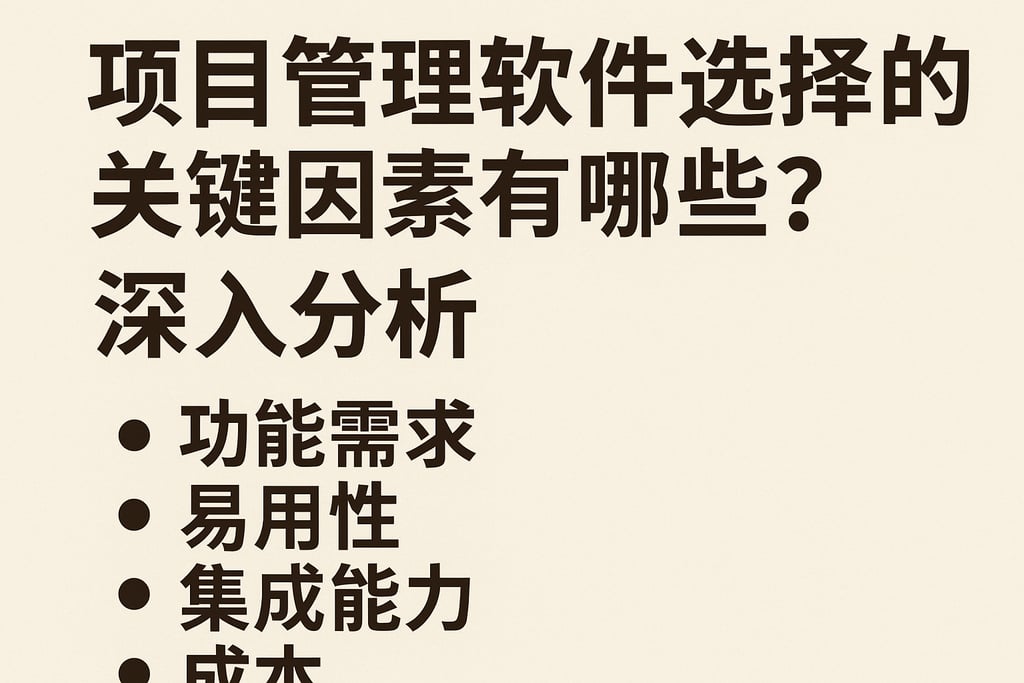项目管理软件选择的关键因素有哪些？深入分析