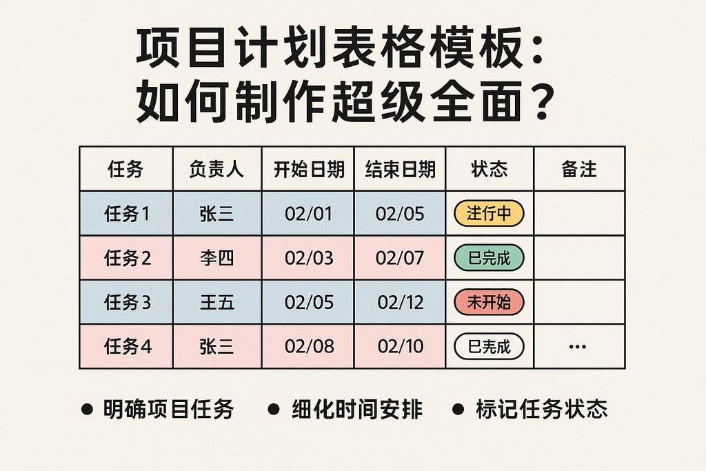 项目计划表格模板：如何制作超级全面？