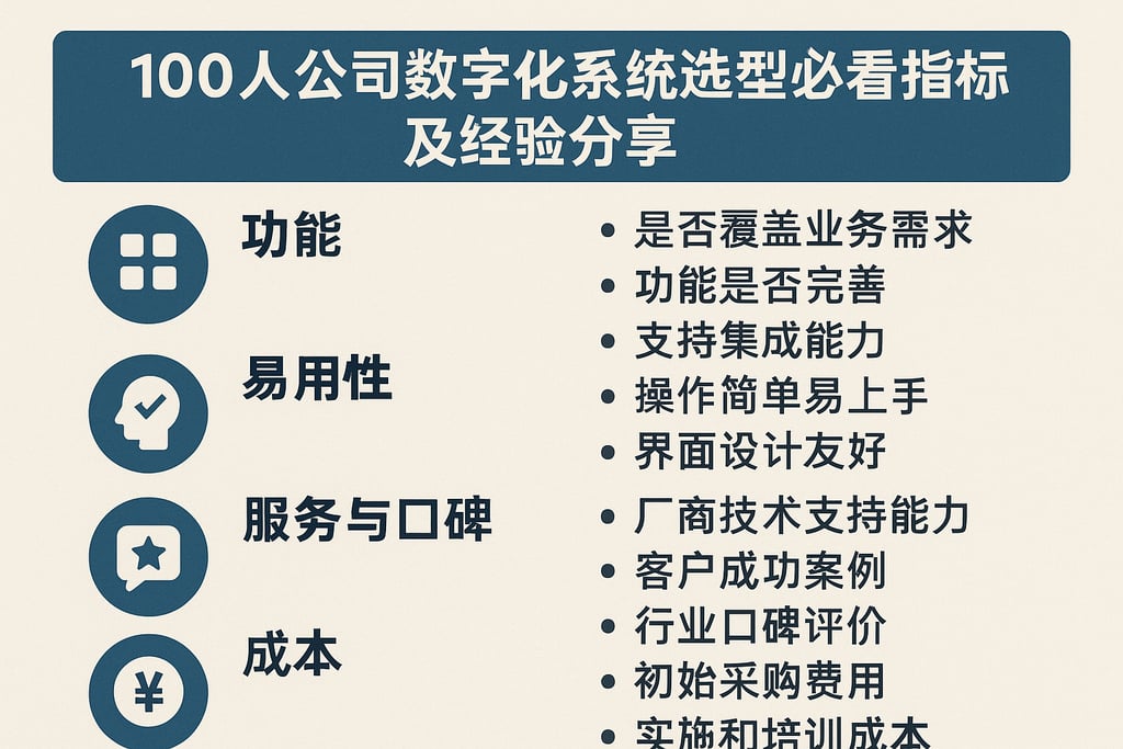 100人公司数字化系统选型必看指标及经验分享