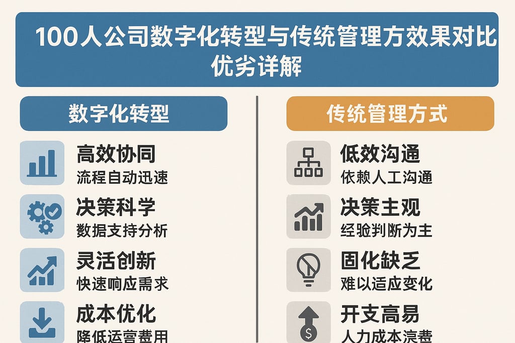 100人公司数字化转型与传统管理方式效果对比，优劣详解