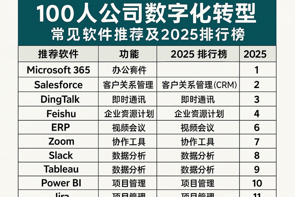 100人公司数字化转型常见软件推荐及2025排行榜
