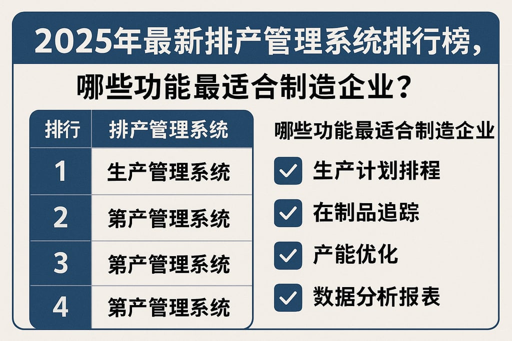 2025年最新排产管理系统排行榜，哪些功能最适合制造企业？