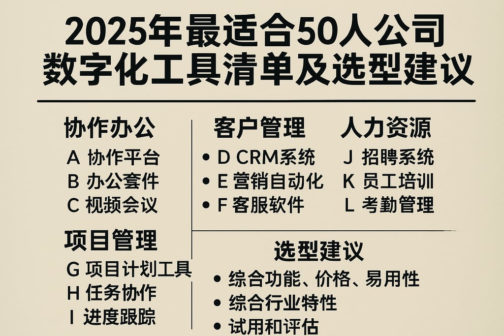 2025年最适合50人公司的数字化工具清单及选型建议