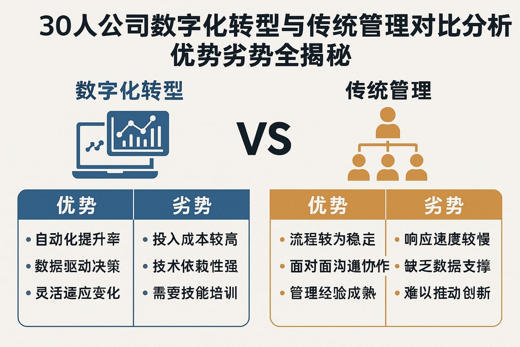 30人公司数字化转型与传统管理对比分析，优势劣势全揭秘