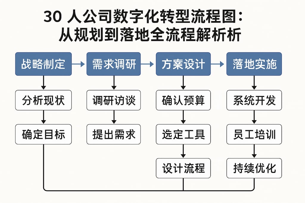 30人公司数字化转型流程图：从规划到落地全流程解析