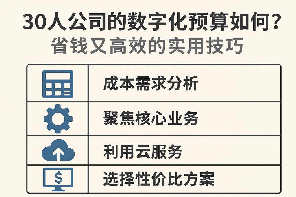 30人公司的数字化预算如何规划？省钱又高效的实用技巧