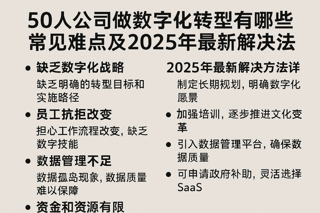 50人公司做数字化转型有哪些常见难点及2025年最新解决方法详解