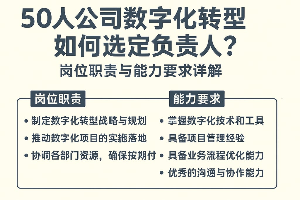 50人公司数字化转型如何选定负责人？岗位职责与能力要求详解
