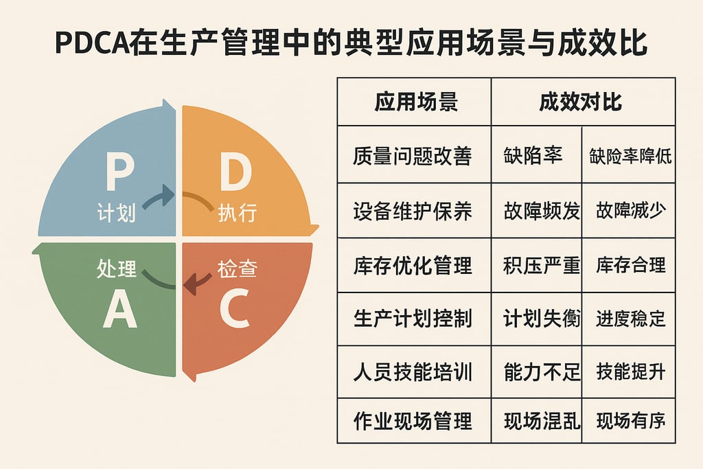 PDCA在生产管理中的典型应用场景与成效对比
