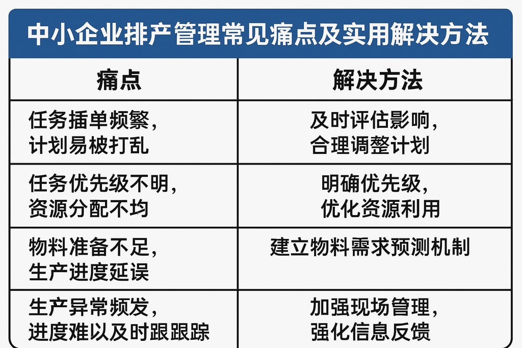 中小企业排产管理常见痛点及实用解决方法