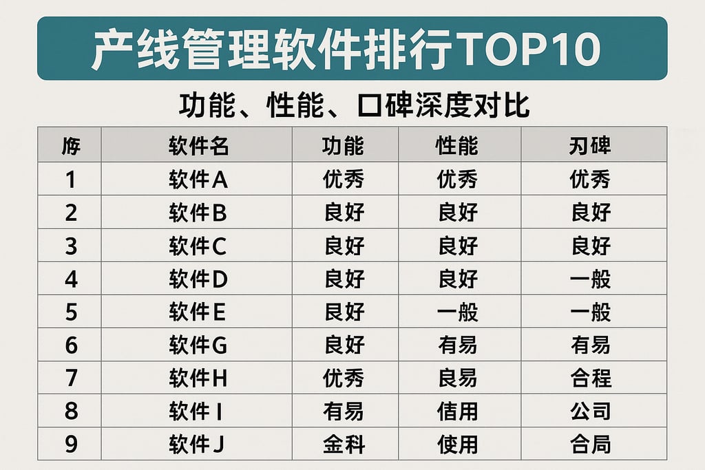 产线管理软件排行榜TOP10，功能、性能、口碑深度对比