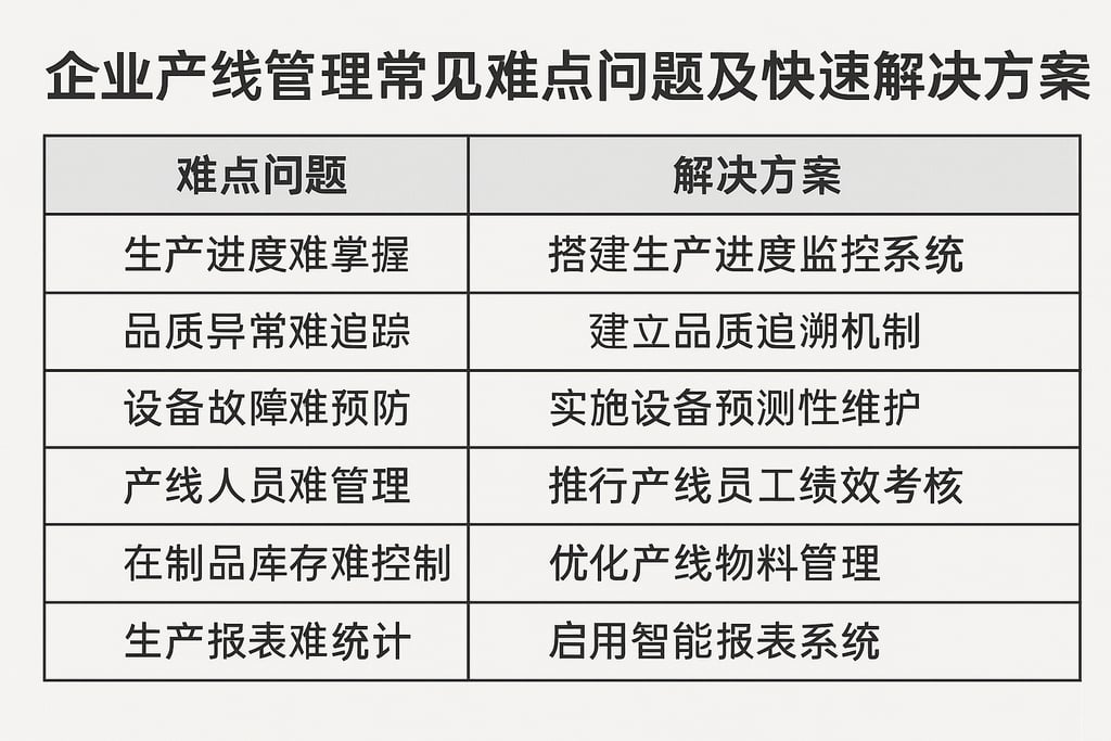 企业产线管理常见难点问题及快速解决方案推荐