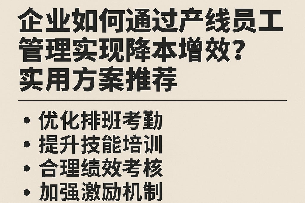 企业如何通过产线员工管理实现降本增效？实用方案推荐