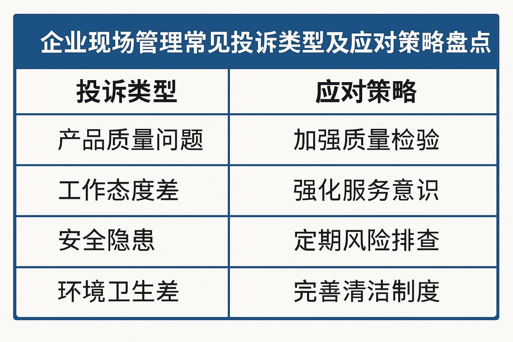 企业现场管理常见投诉类型及应对策略盘点