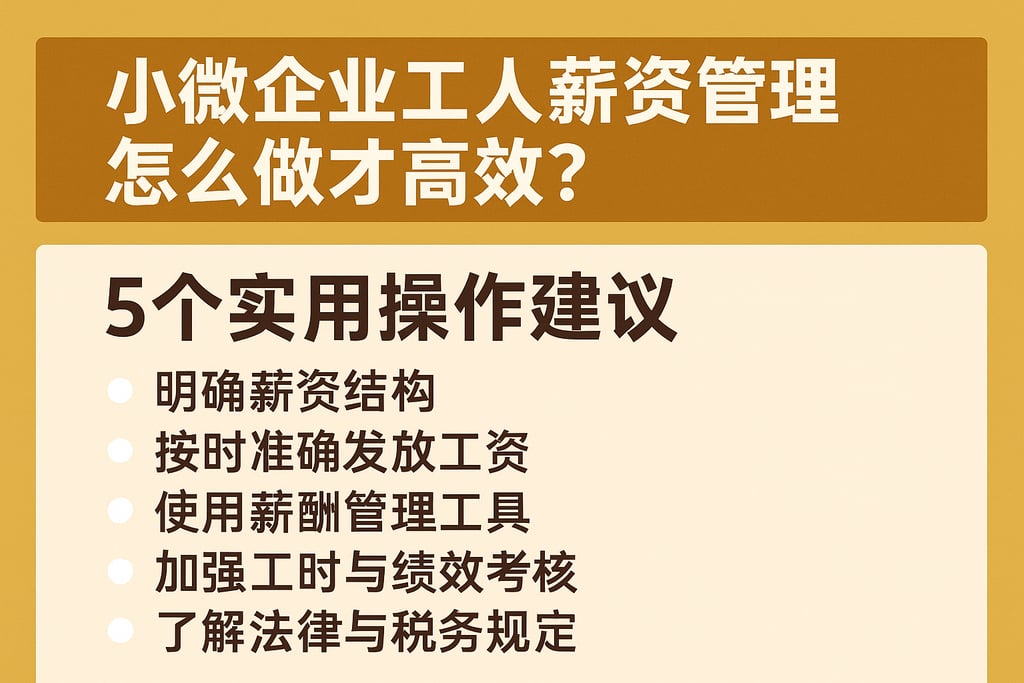 小微企业工人薪资管理怎么做才高效？5个实用操作建议