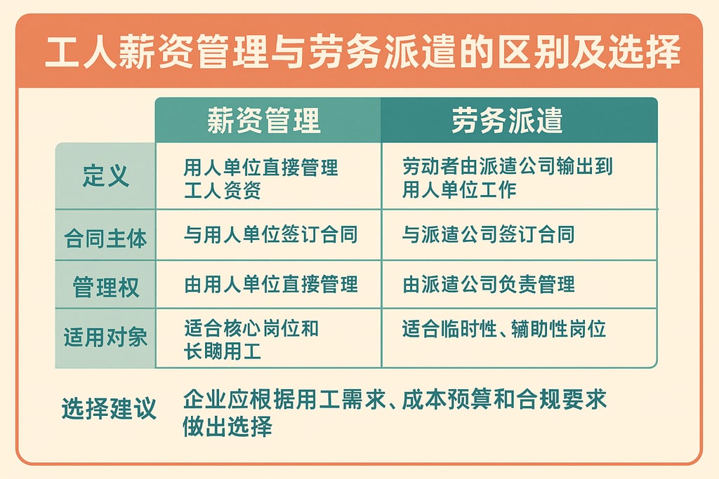 工人薪资管理与劳务派遣的区别及选择建议