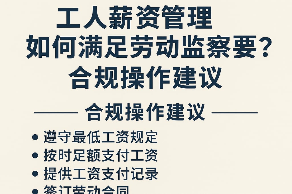 工人薪资管理如何满足劳动监察要求？合规操作建议
