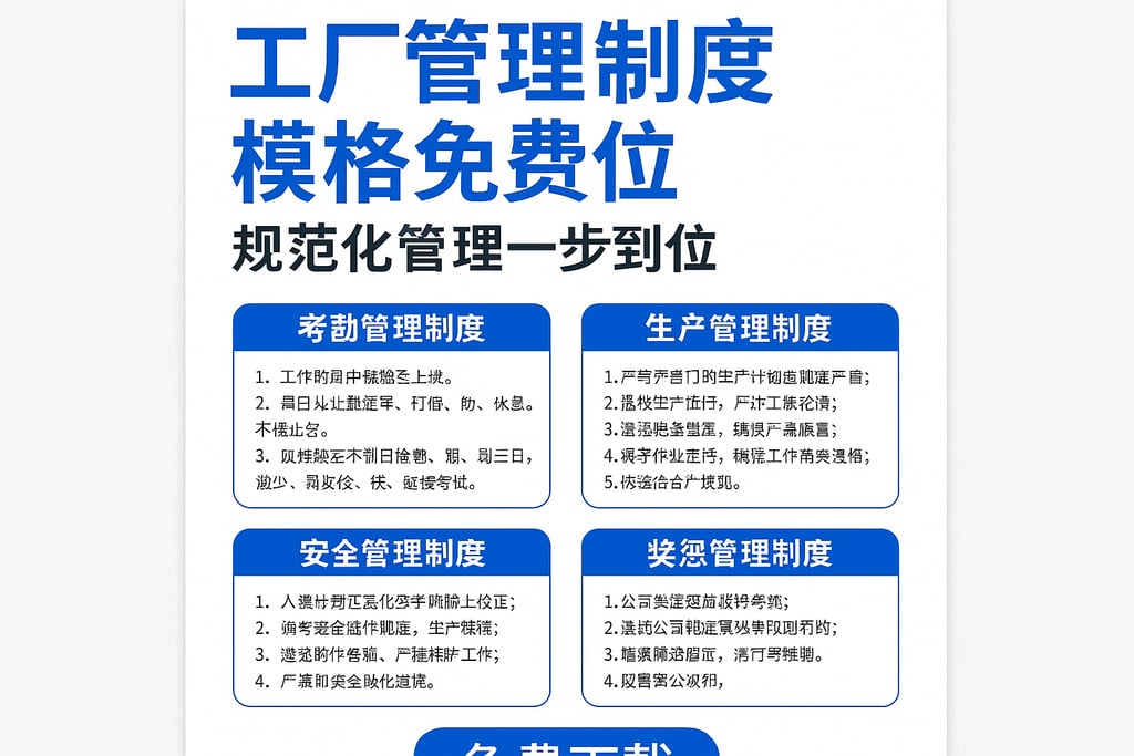 工厂管理制度模板免费下载，规范化管理一步到位