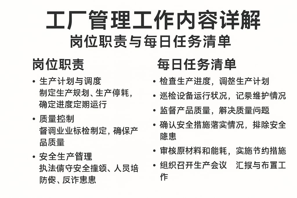 工厂管理工作内容详解，岗位职责与每日任务清单
