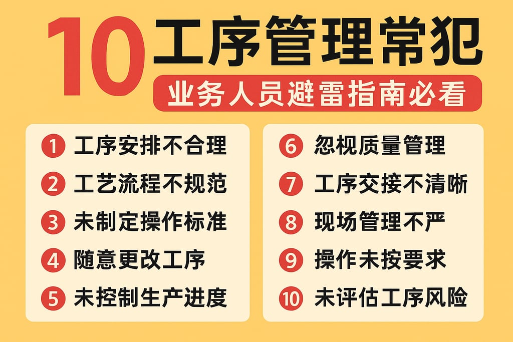 工序管理常犯的10个错误，业务人员避雷指南必看