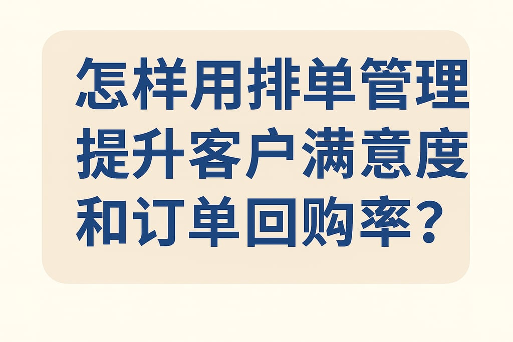 怎样用排单管理提升客户满意度和订单回购率？