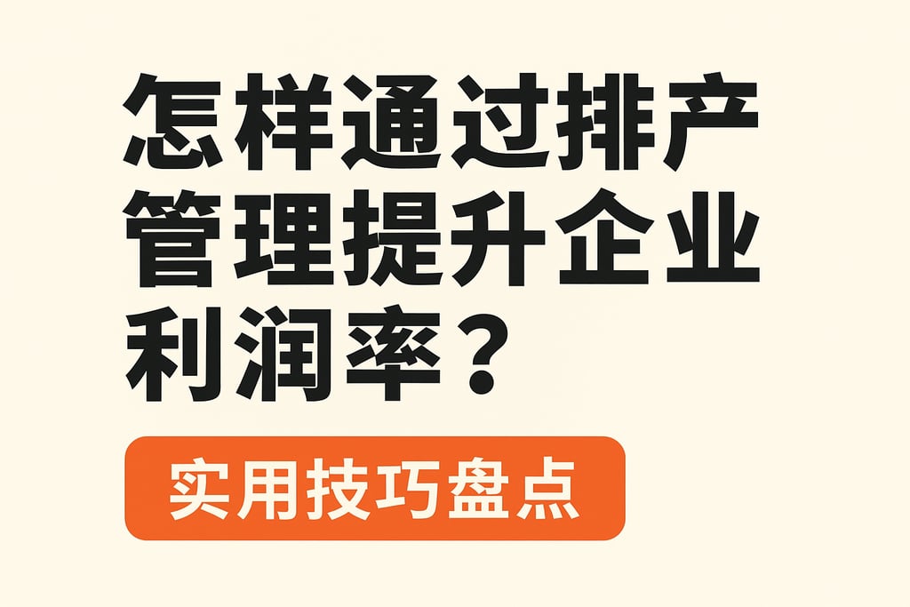 怎样通过排产管理提升企业利润率？实用技巧盘点
