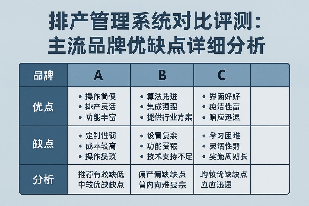 排产管理系统对比评测：主流品牌优缺点详细分析