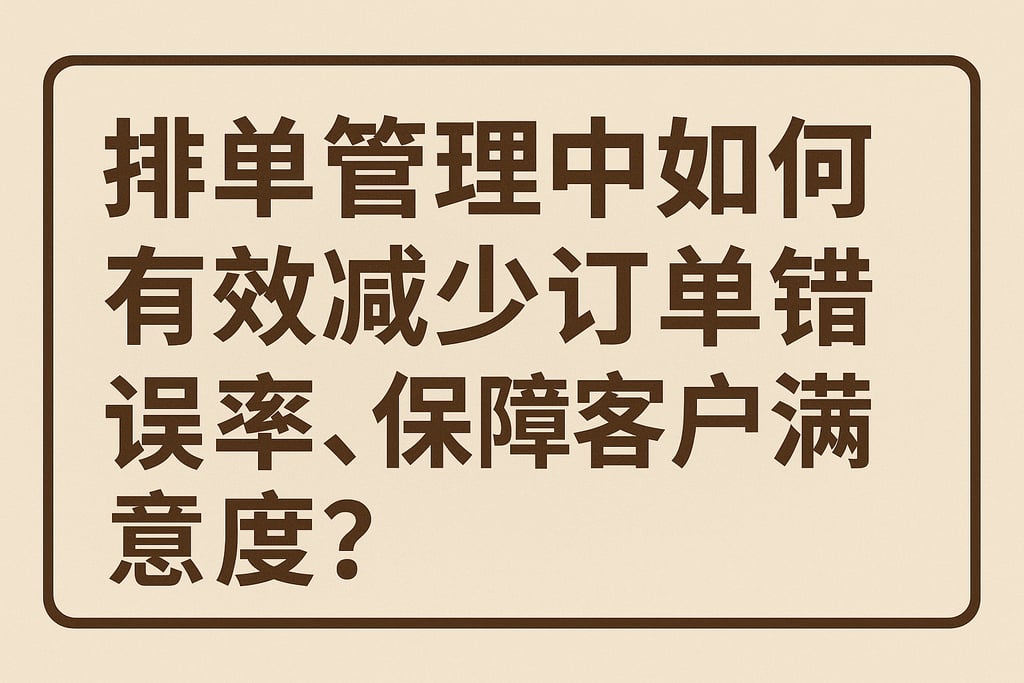 排单管理中如何有效减少订单错误率，保障客户满意度？