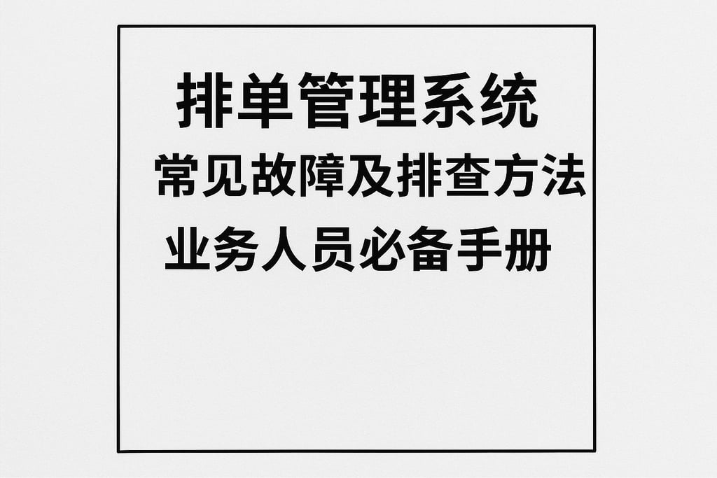 排单管理系统常见故障及排查方法，业务人员必备手册
