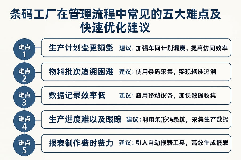 条码工厂在管理流程中常见的五大难点及快速优化建议