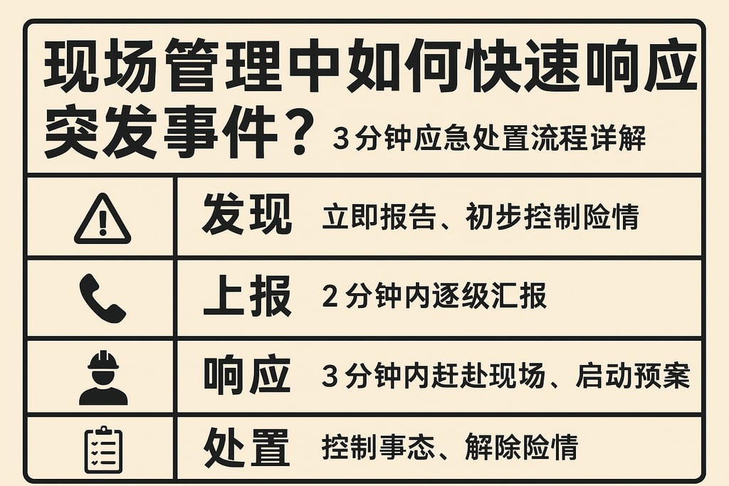 现场管理中如何快速响应突发事件？3分钟应急处置流程详解