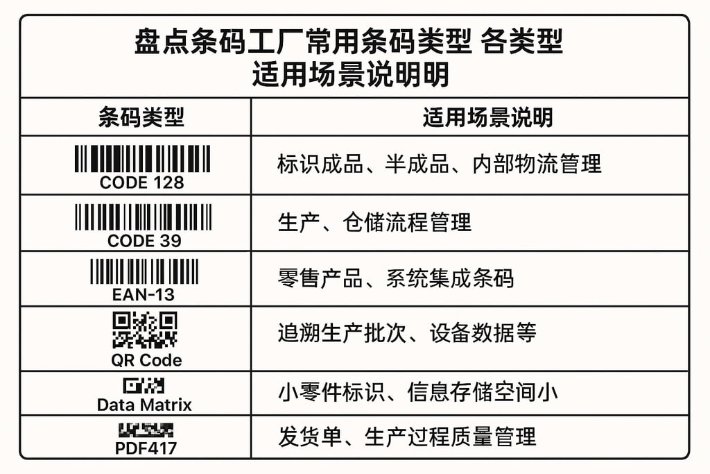 盘点条码工厂常用条码类型，各类型适用场景说明