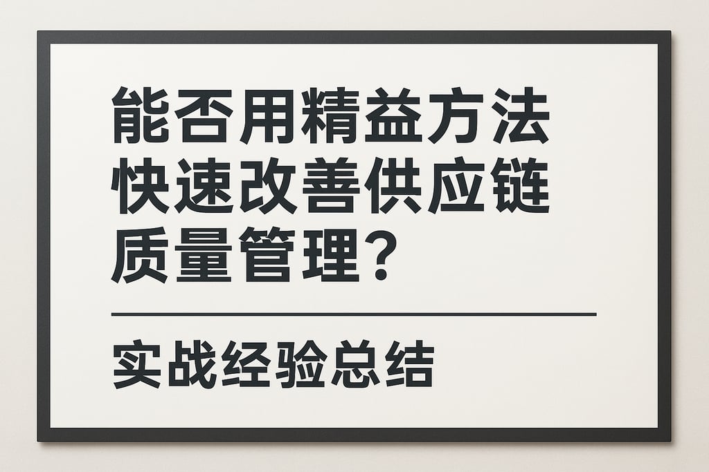 能否用精益方法快速改善供应链质量管理？实战经验总结