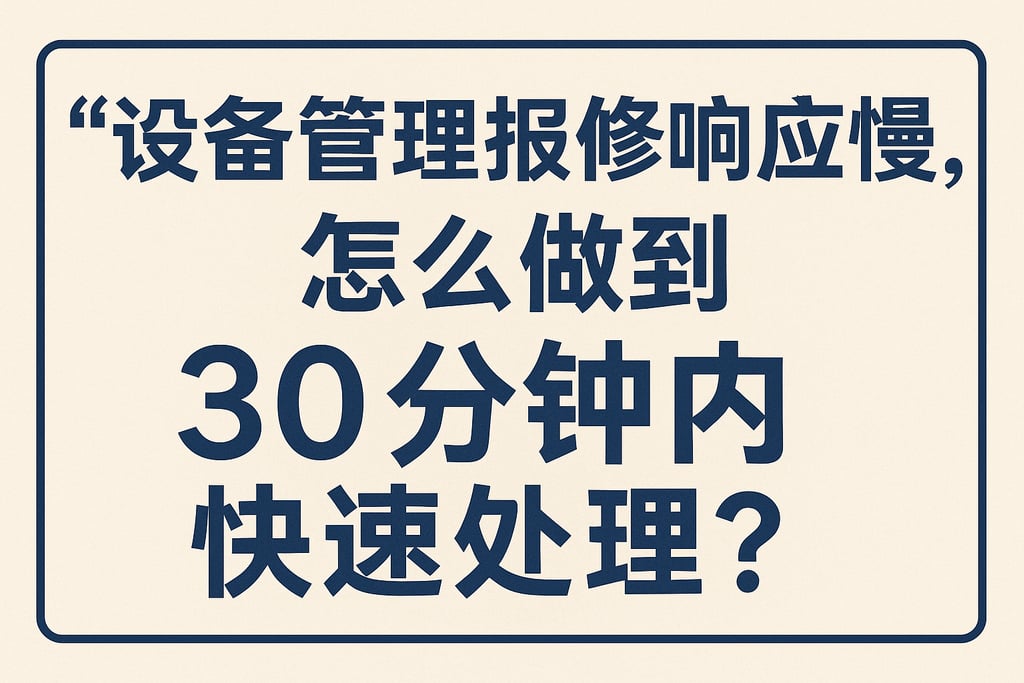 设备管理报修响应慢，怎么做到30分钟内快速处理？