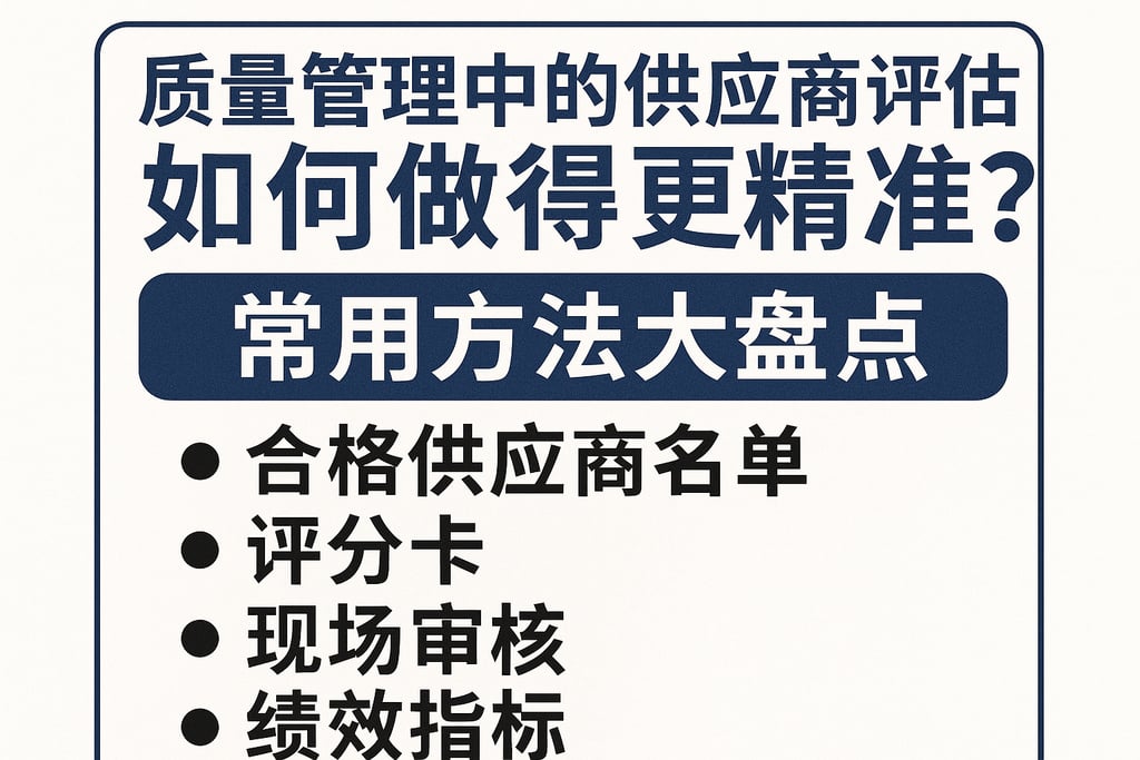 质量管理中的供应商评估如何做得更精准？常用方法大盘点